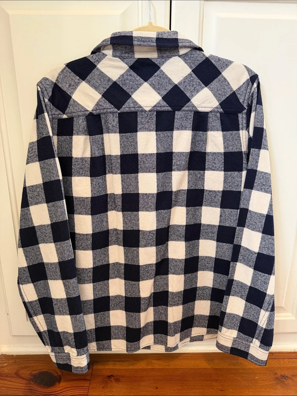 J. Crew Navy and White Plaid Half-Zip Shirt Jacket cotton wool blend large